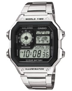 Casio Uhr AE-1200WHD-1AVEF Digital Uhr Edelstahl-Armband